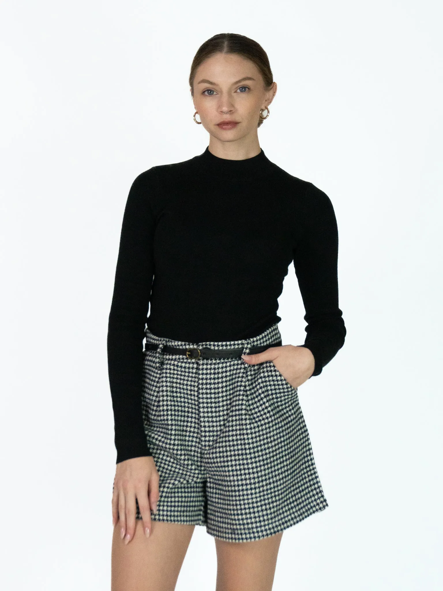 Rib Mock Neck Long Sleeve