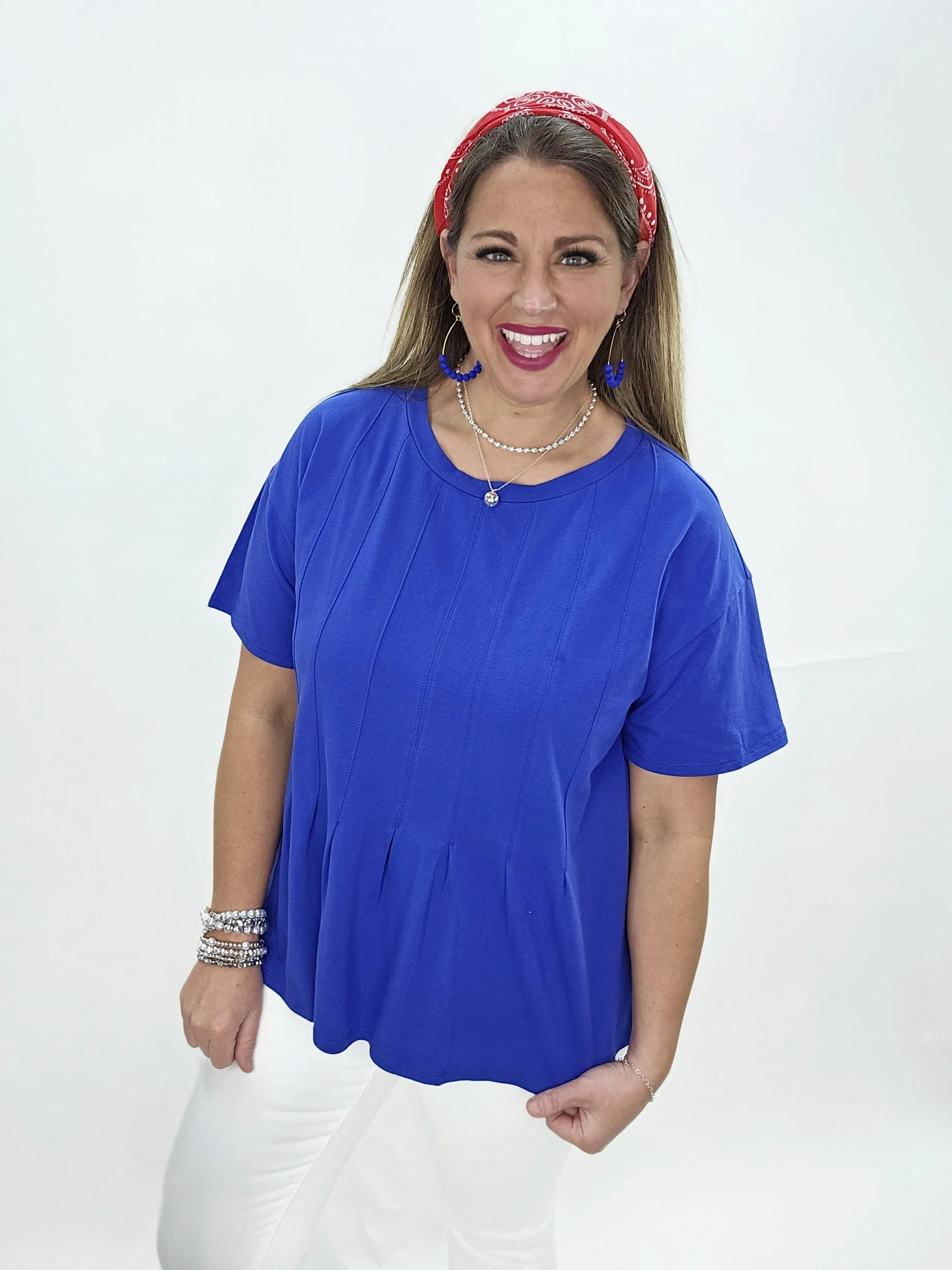 ROYAL PLEATED PEPLUM KNIT TOP