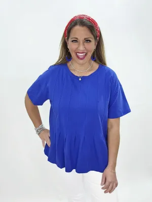 ROYAL PLEATED PEPLUM KNIT TOP