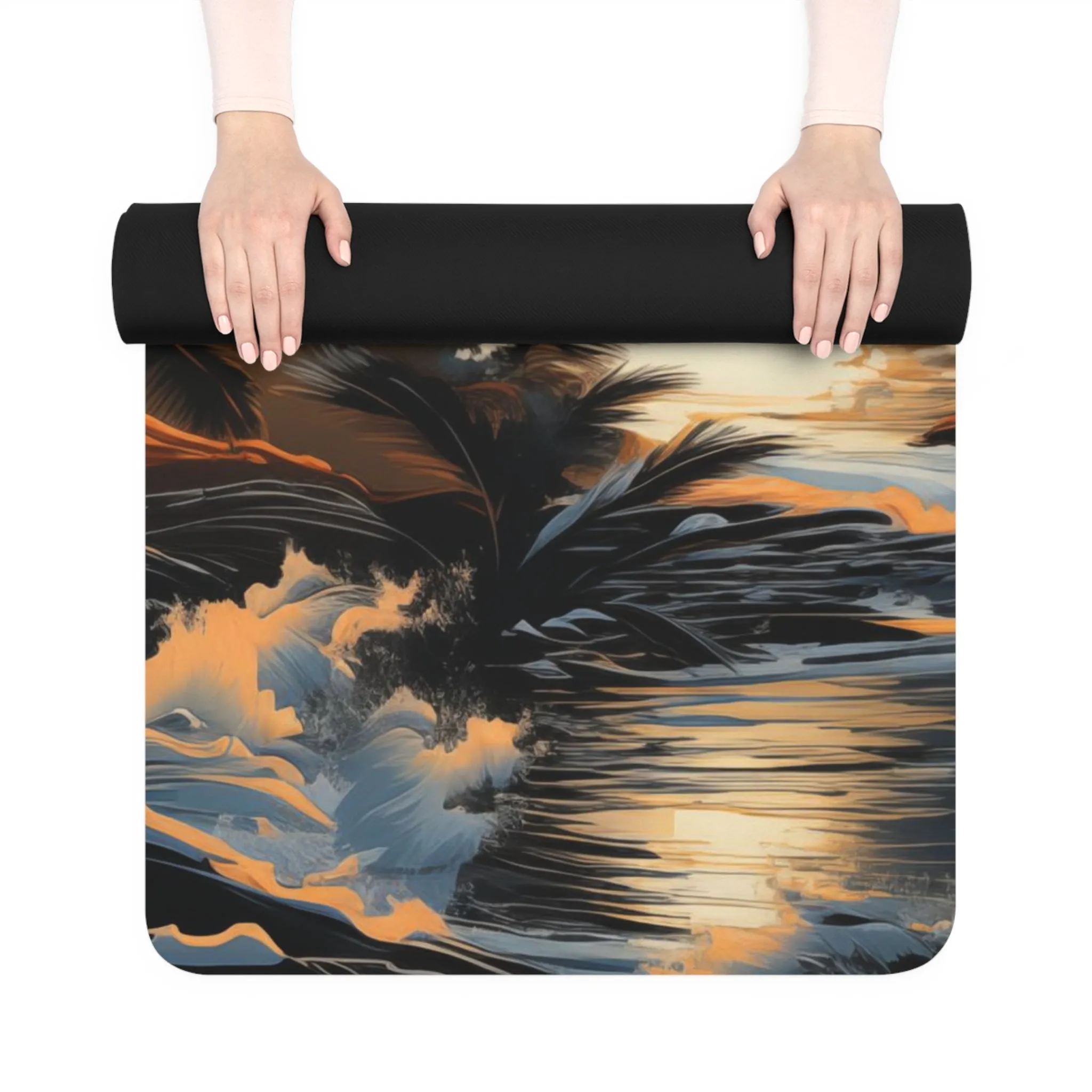 Rubber Yoga Mat- Bjrn Padmasana Palm Trees