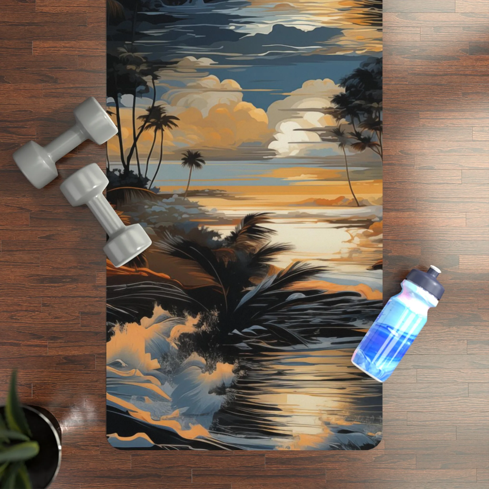Rubber Yoga Mat- Bjrn Padmasana Palm Trees