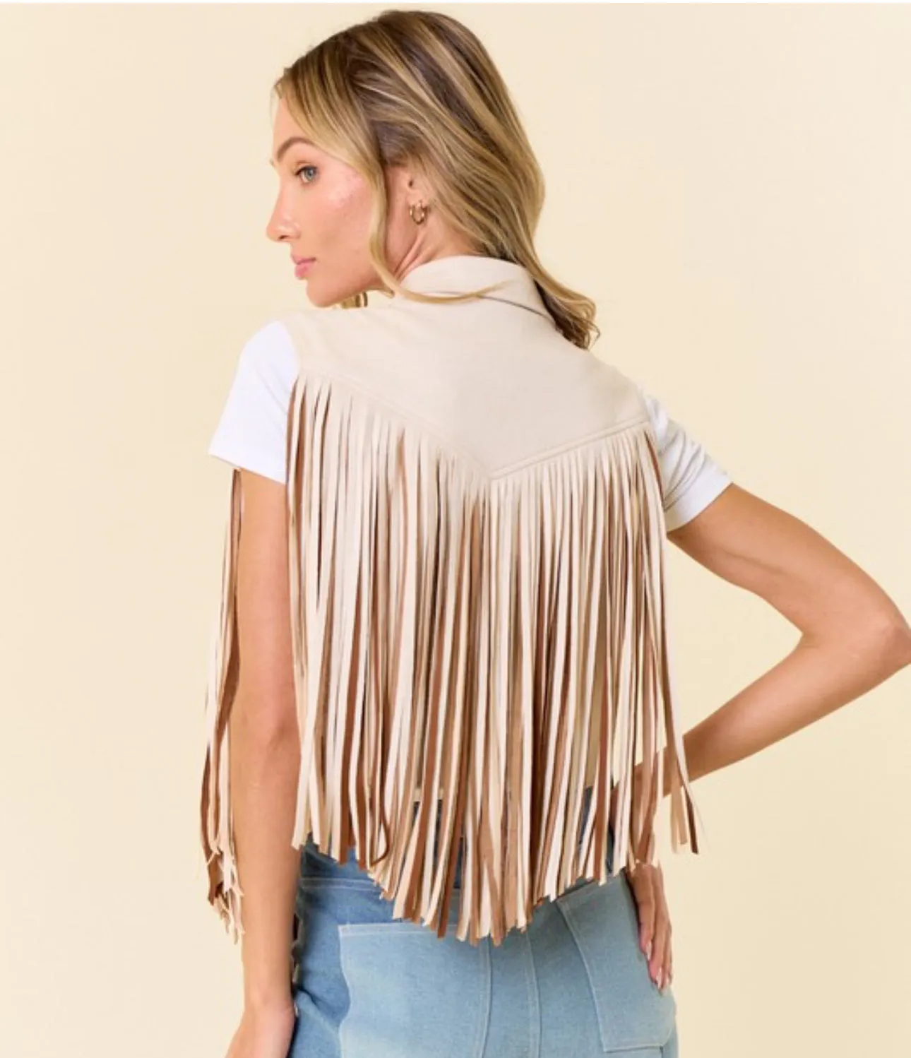 Saddle Up Western Contrast Fringe Vest