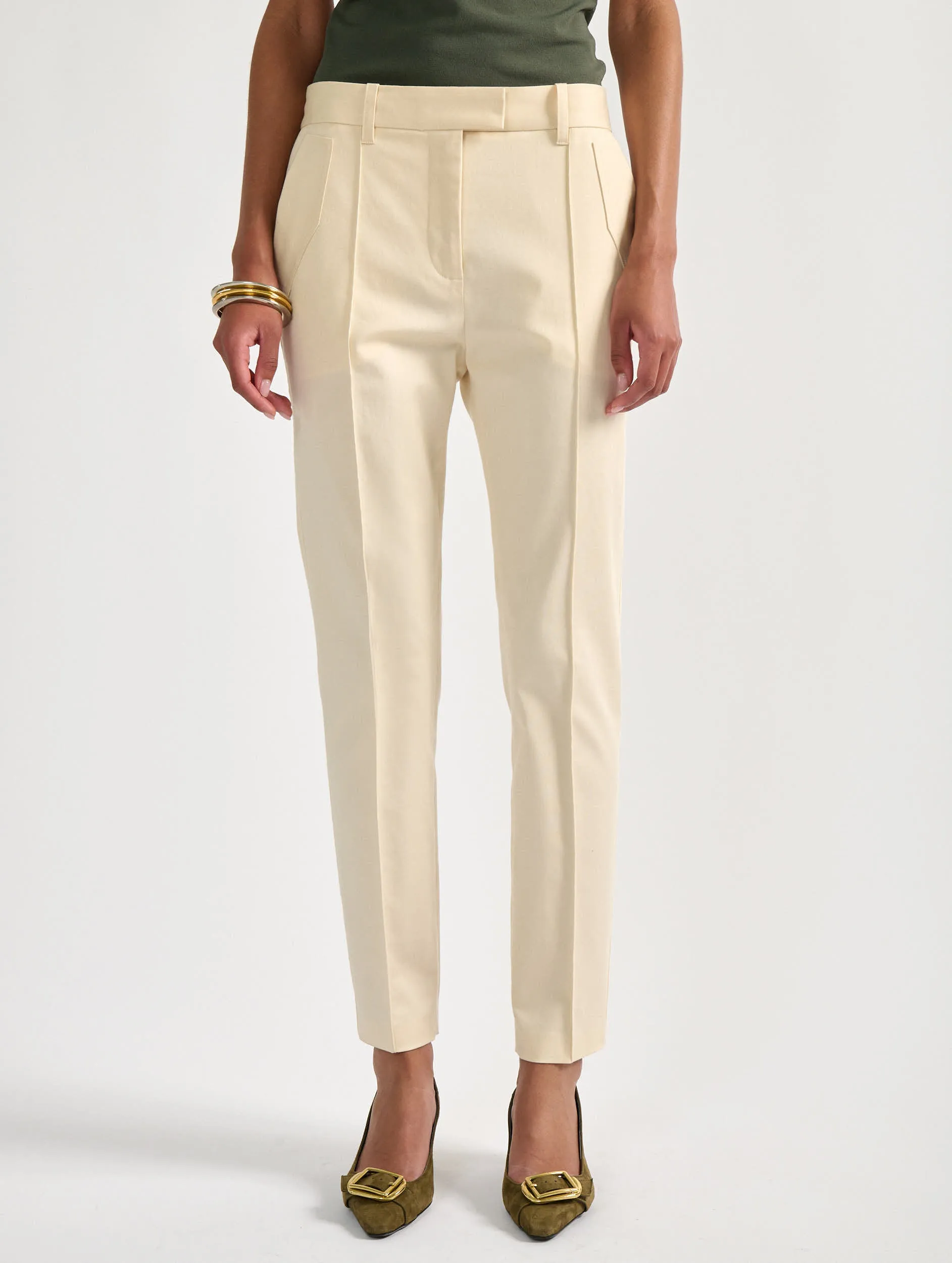 Sand stretch cotton gabardine Roxy trousers