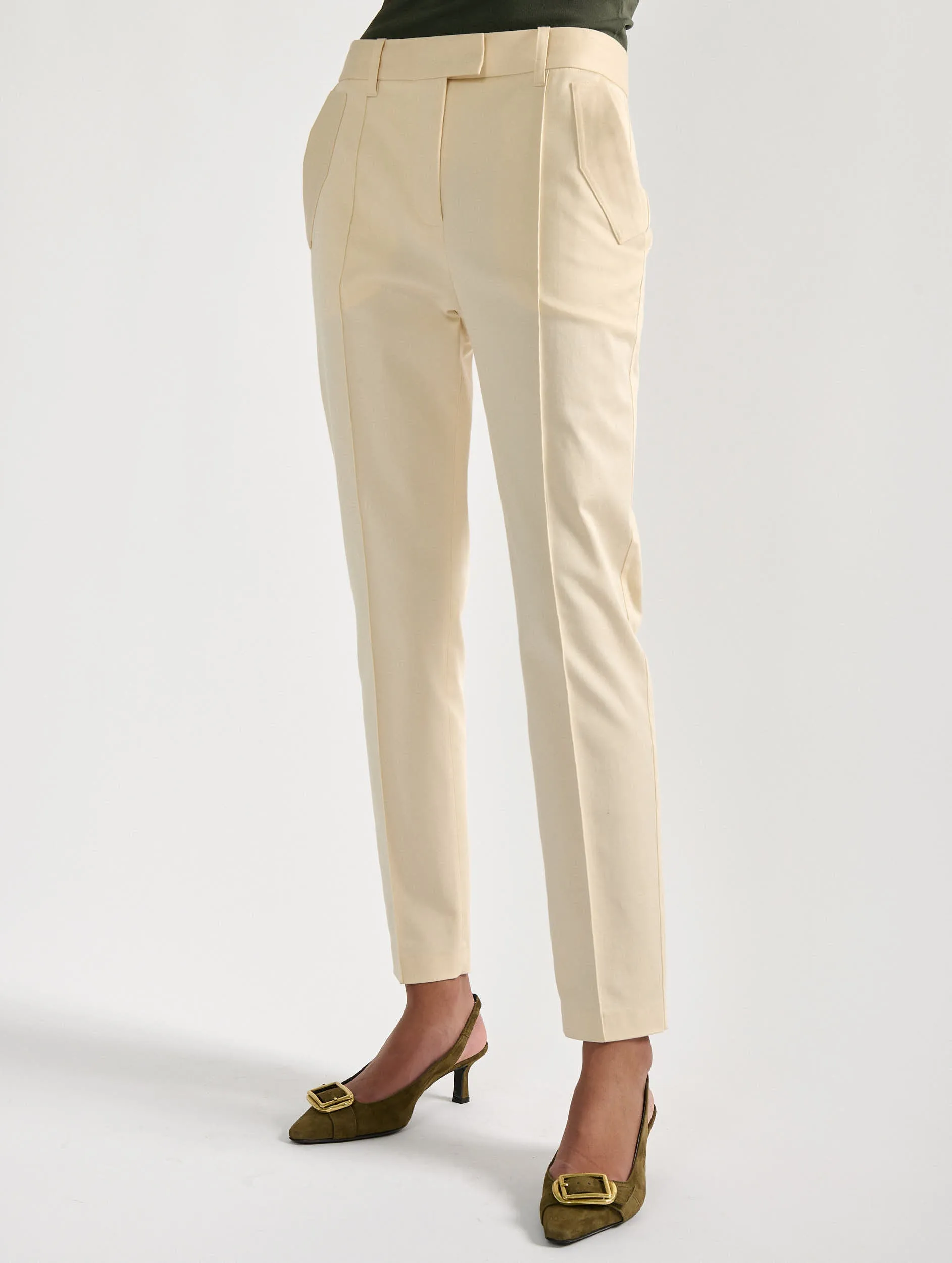 Sand stretch cotton gabardine Roxy trousers