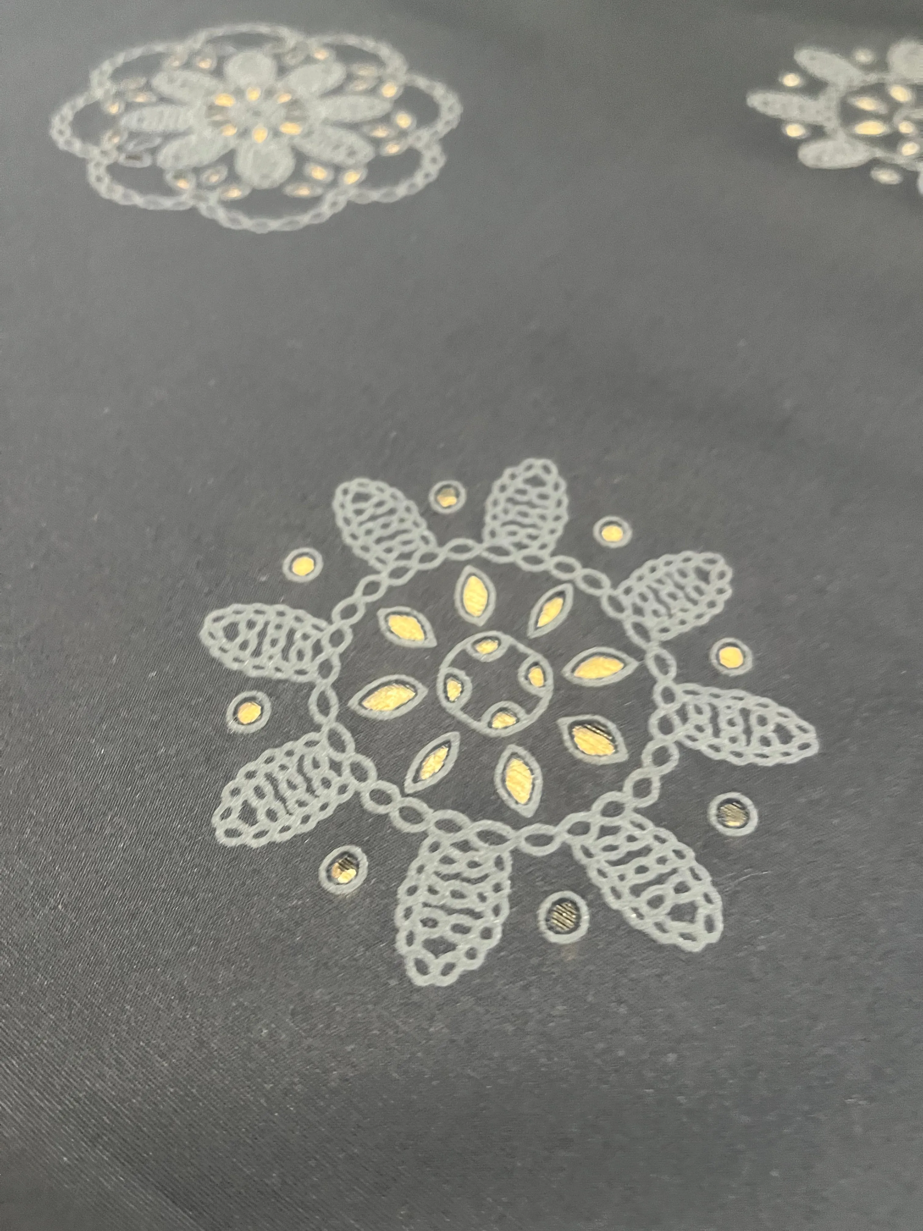 Sangallo cotton stretch lasercut puff print design 3 black