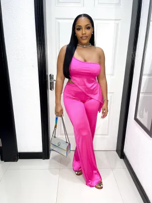 Satin Pink Pants Set