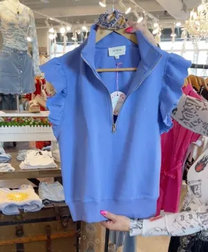 Scalloped Ruffle Sleeve Top