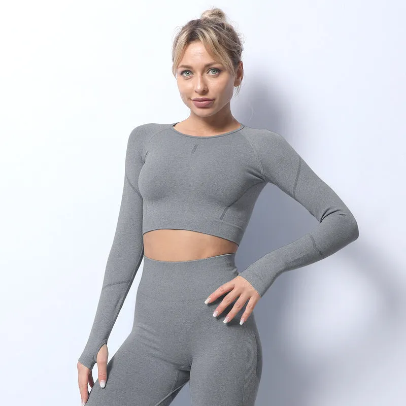 Seamless Knitted Yoga Clothes Long-sleeved Jacket Sports Fitness Women trendy