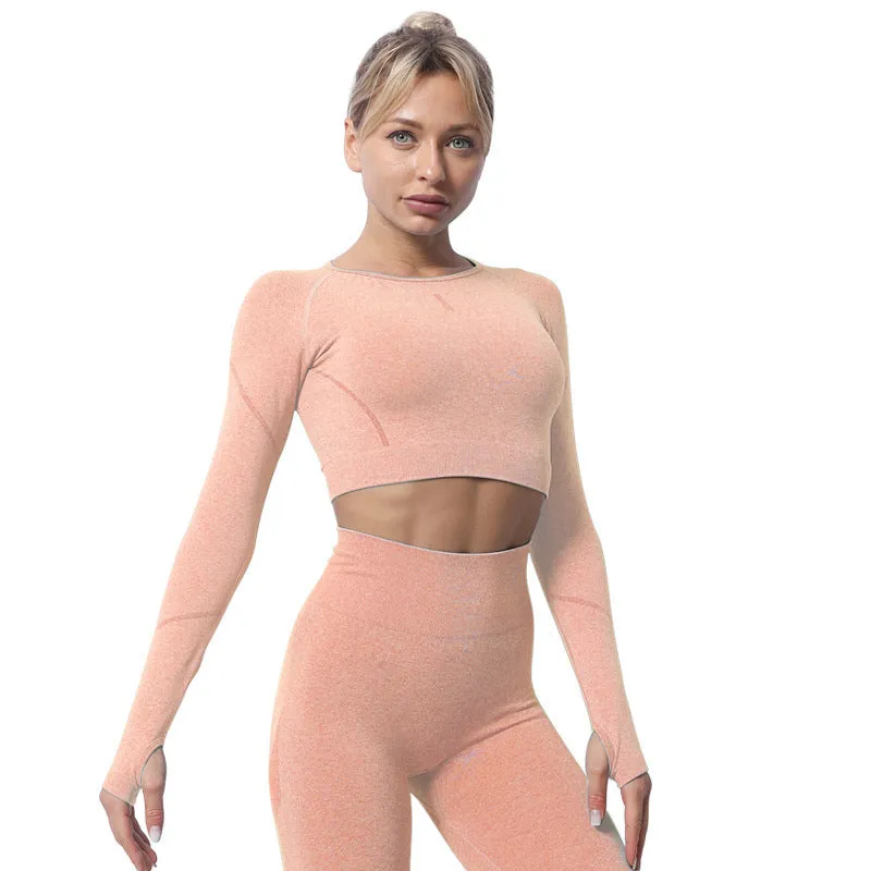 Seamless Knitted Yoga Clothes Long-sleeved Jacket Sports Fitness Women trendy