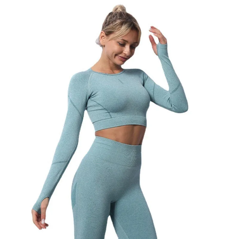 Seamless Knitted Yoga Clothes Long-sleeved Jacket Sports Fitness Women trendy