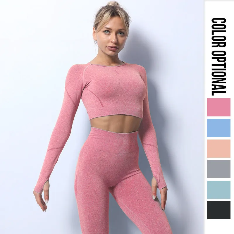 Seamless Knitted Yoga Clothes Long-sleeved Jacket Sports Fitness Women trendy