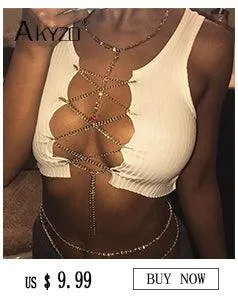 Sexy See Through Halter Shiny Metal Round Ring Backless Low Cut Crop Top