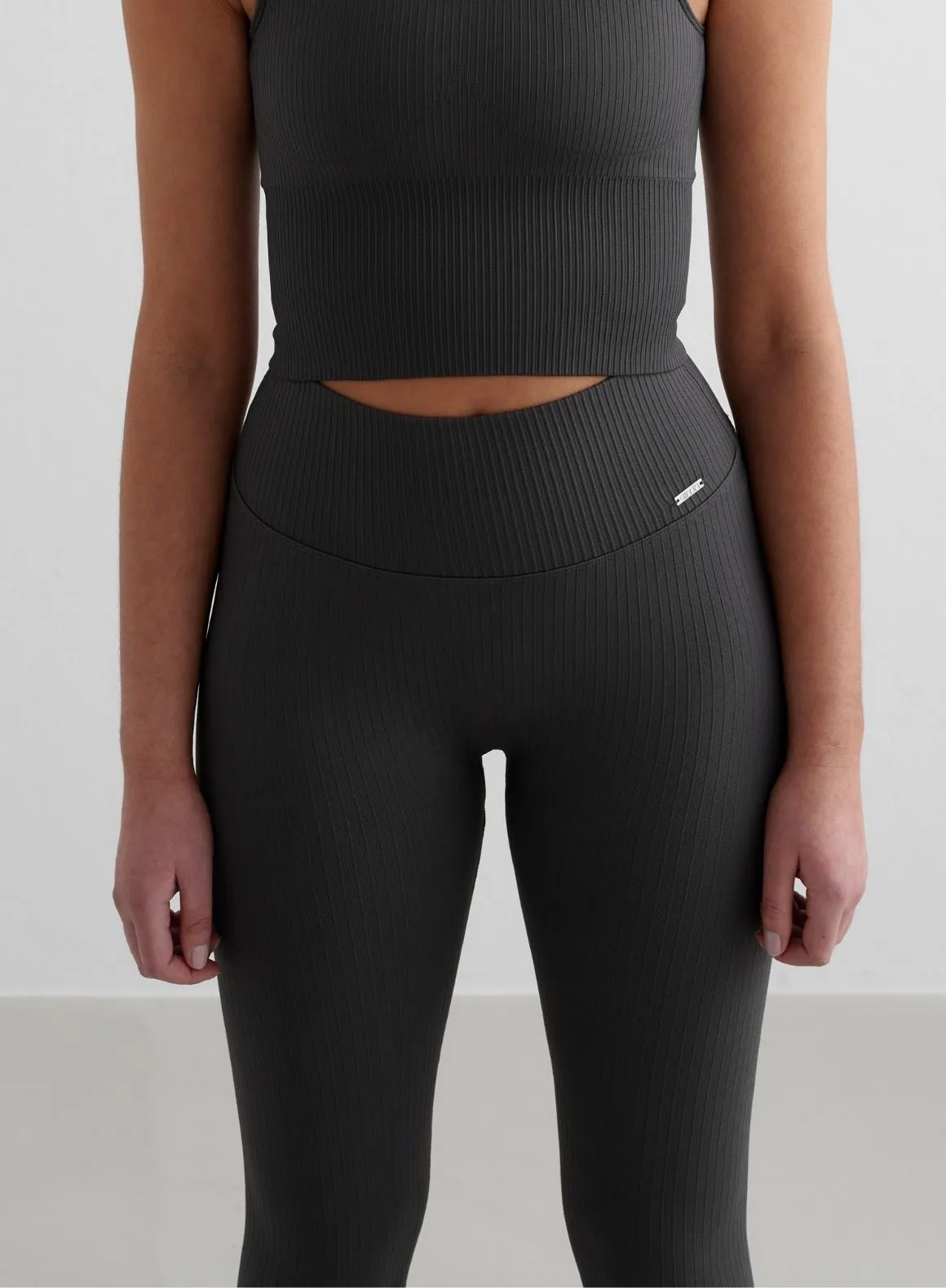Shadow Grey Ribbed Seamless Tights