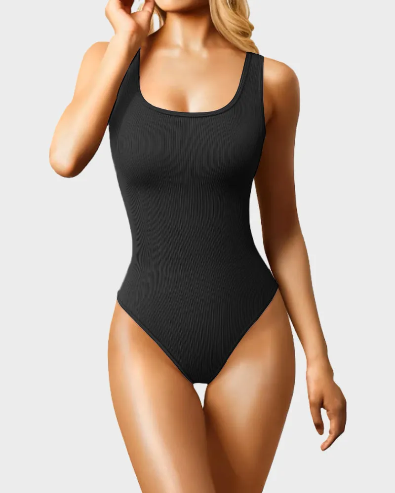SheShape® Women's 3 Piece Bodysuits Sexy Ribbed Sleeveless Square Neck Sleeveless Tank Tops Bodysuits