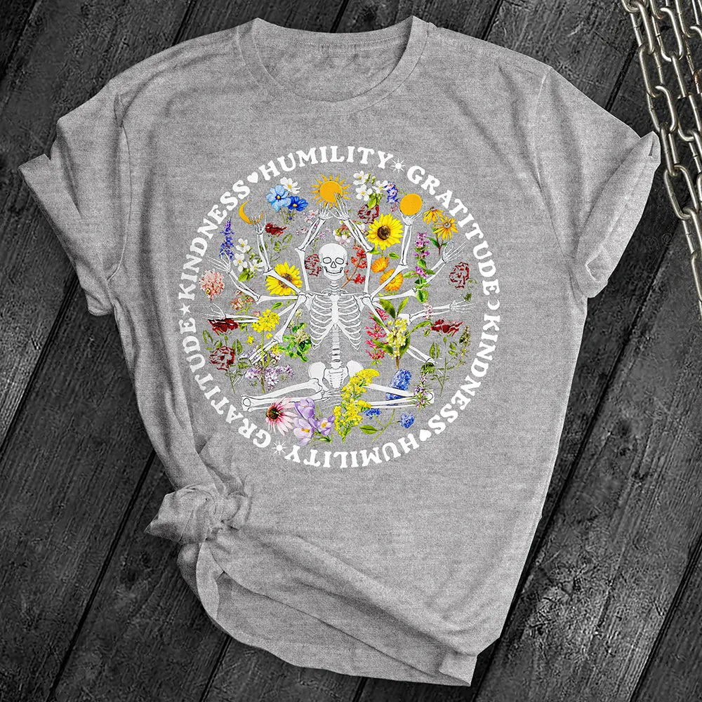 Skeleton Floral Yoga Tee