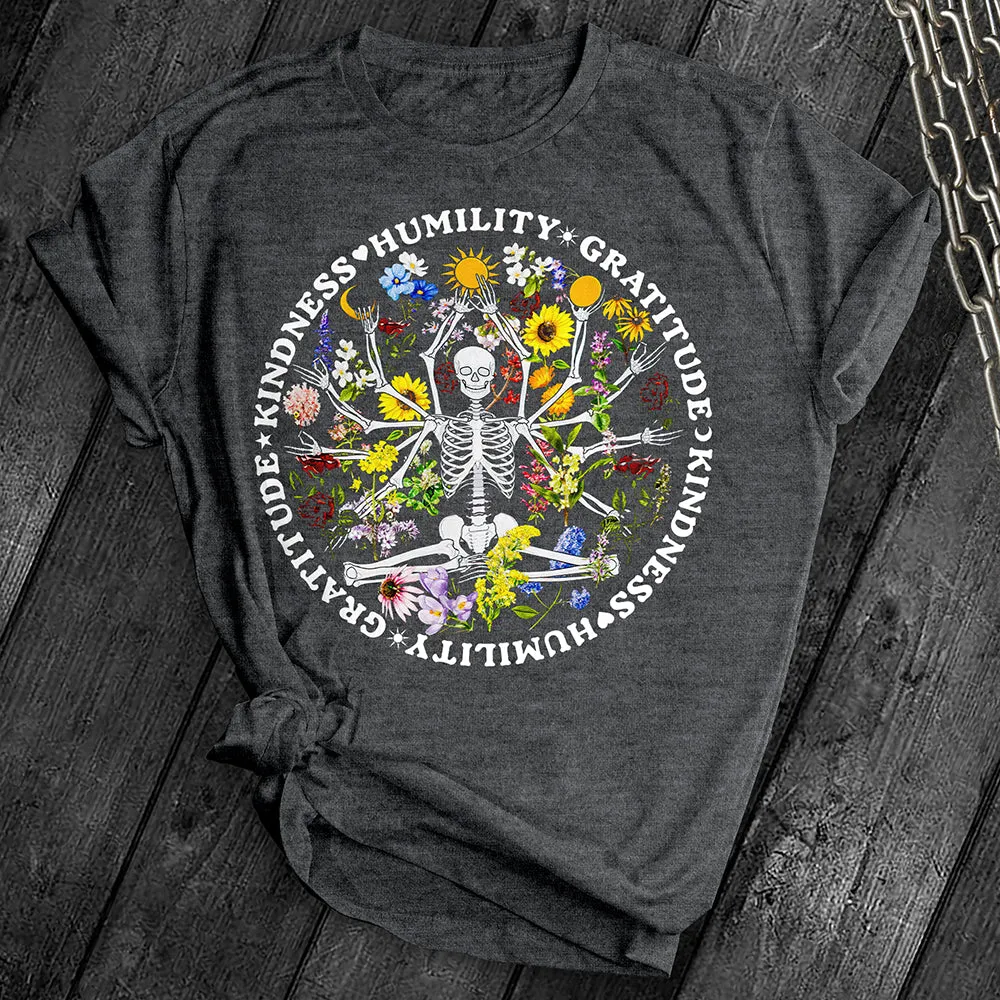 Skeleton Floral Yoga Tee