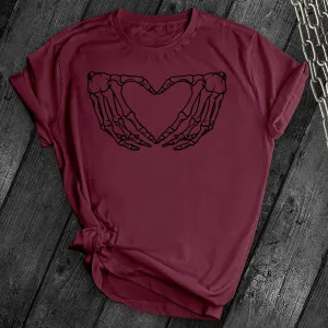 Skeleton Heart Hands Black Tee