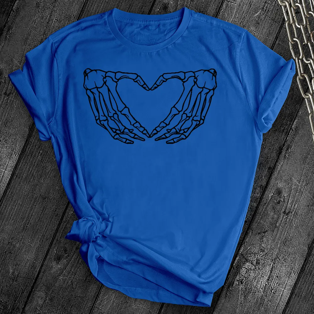 Skeleton Heart Hands Black Tee