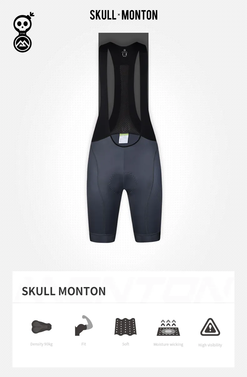 SKULL MONTON WOMENS CYCLING BIB SHORTS DARK GRAY