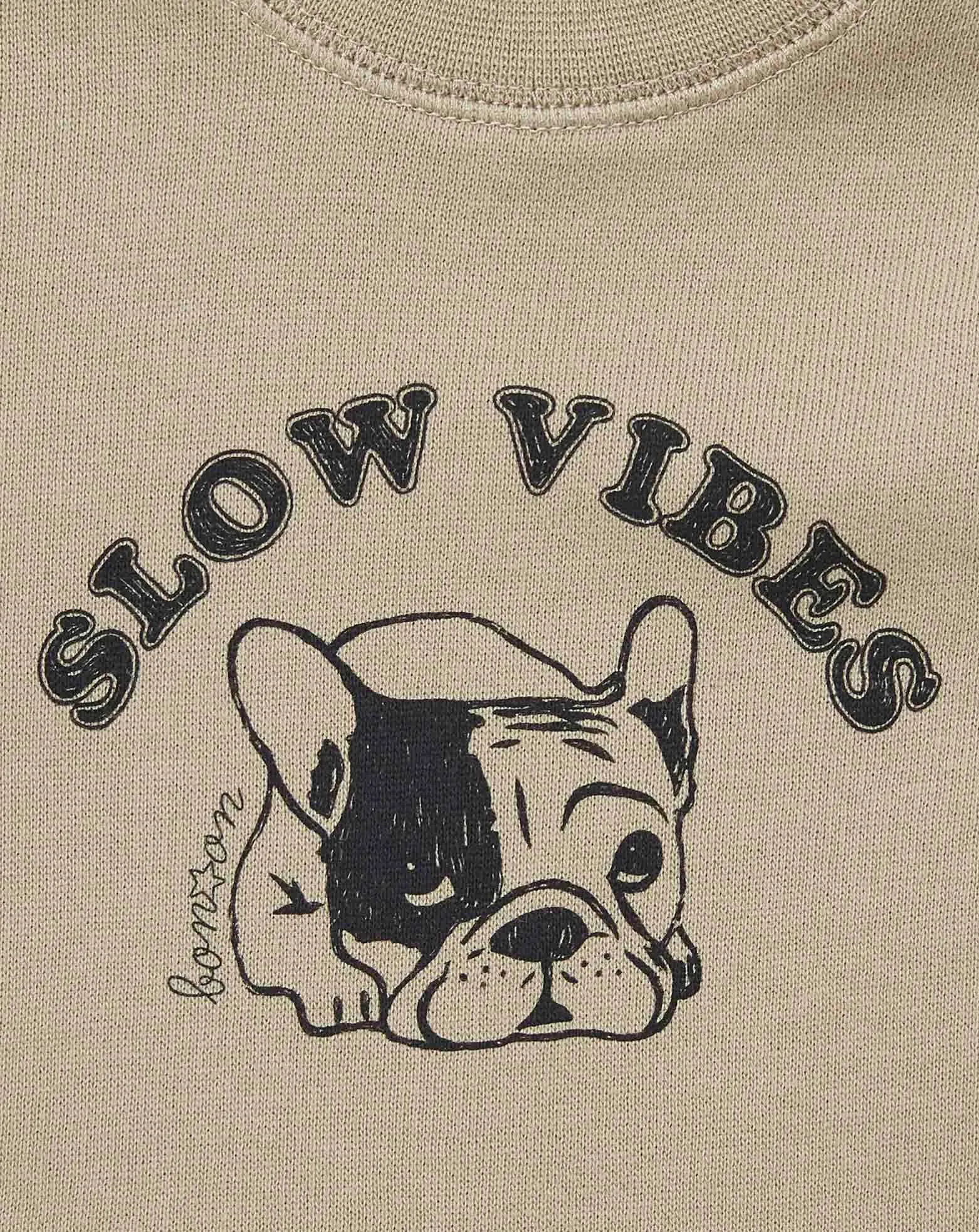 Slow Vibes Baby Organic Fleece Sweatshirt, Cobblestone