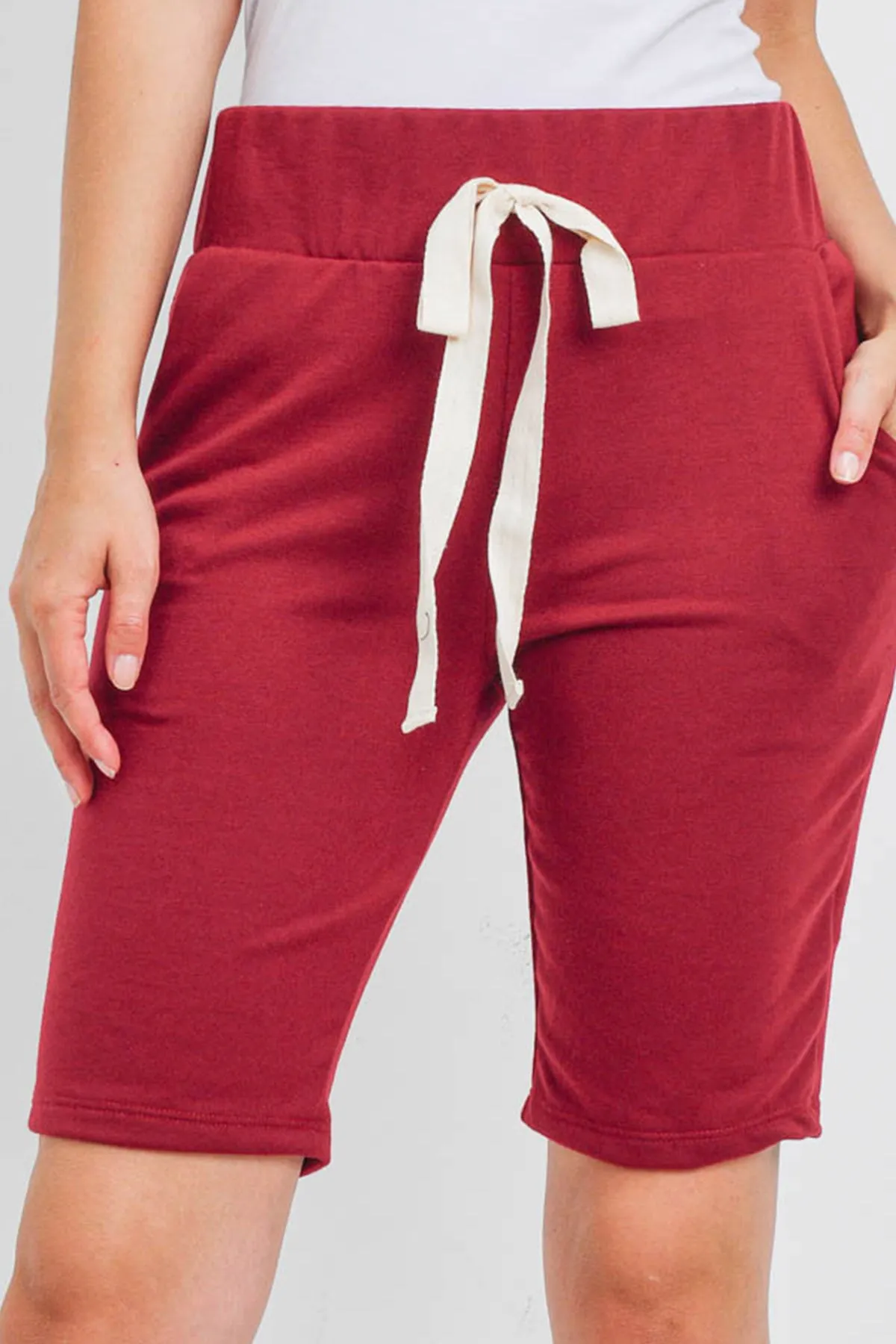 Solid Self Tie Shorts with Side Pockets