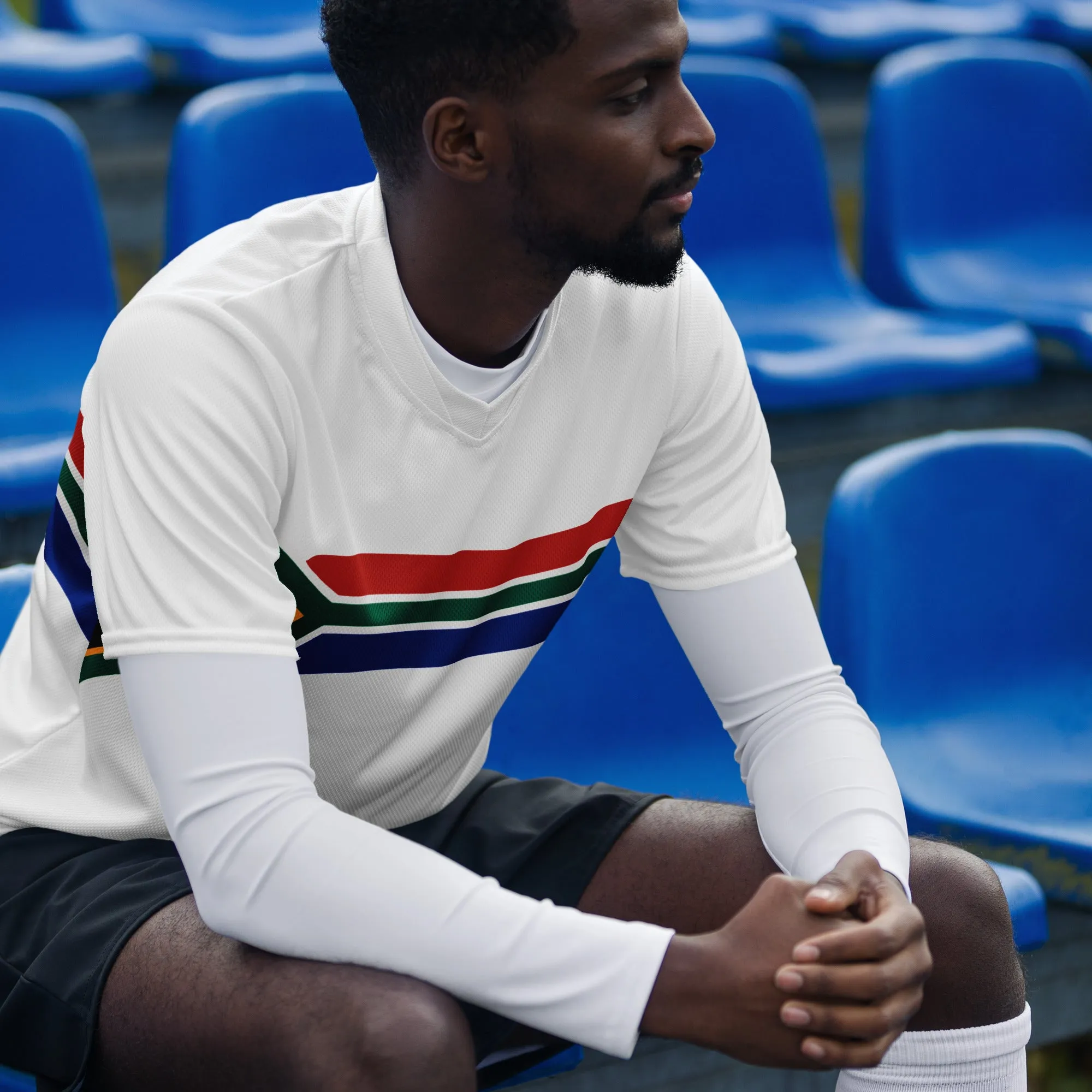 South African Flag Recycled UPF50  Men's sports jersey - White