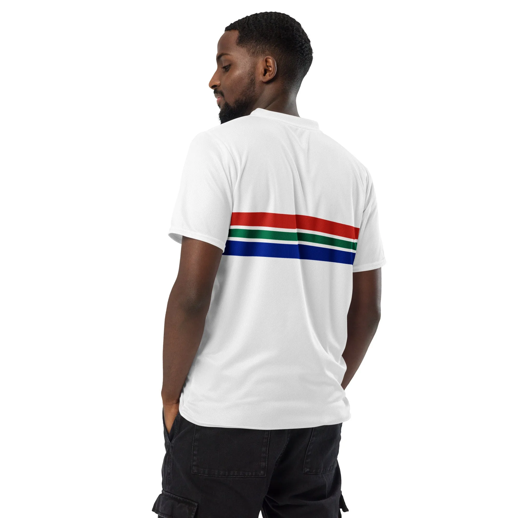 South African Flag Recycled UPF50  Men's sports jersey - White