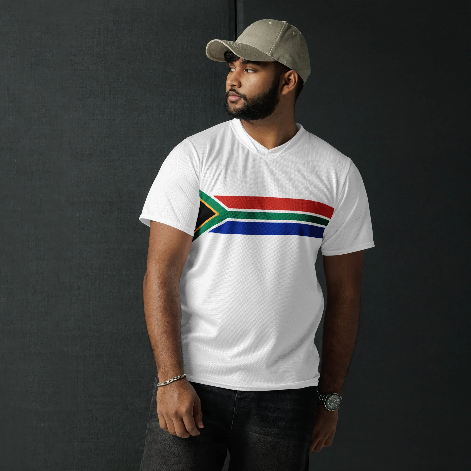 South African Flag Recycled UPF50  Men's sports jersey - White