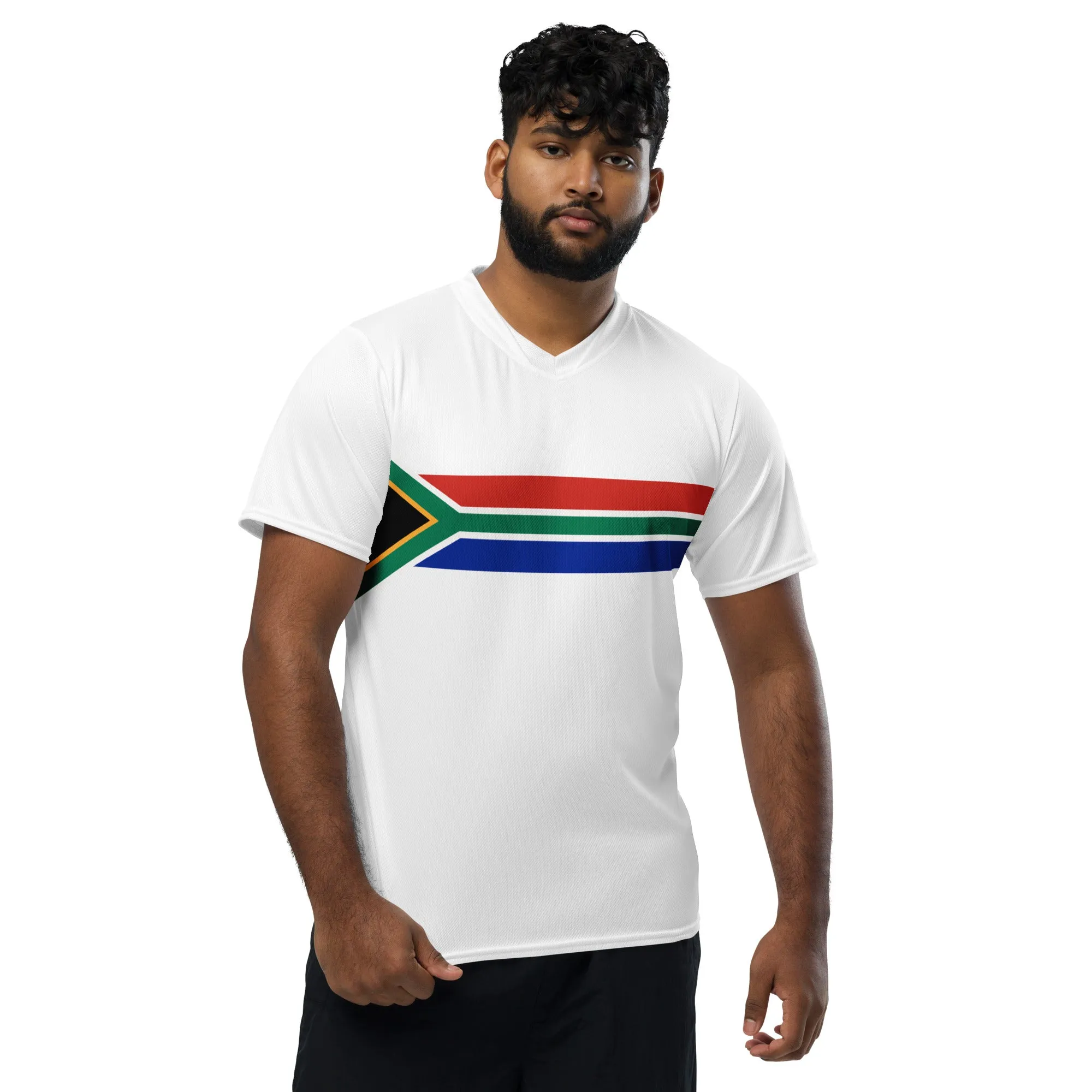 South African Flag Recycled UPF50  Men's sports jersey - White