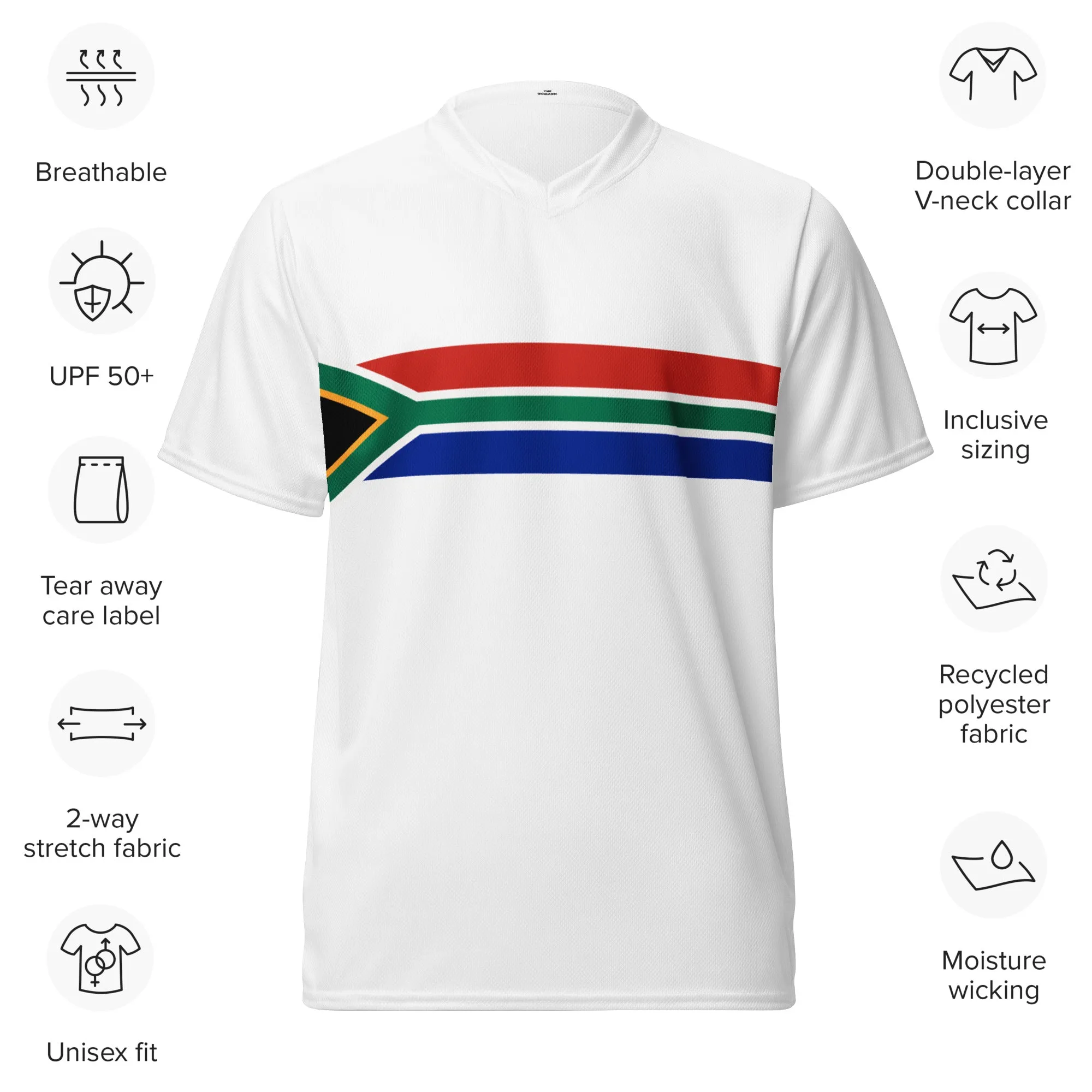 South African Flag Recycled UPF50  Men's sports jersey - White