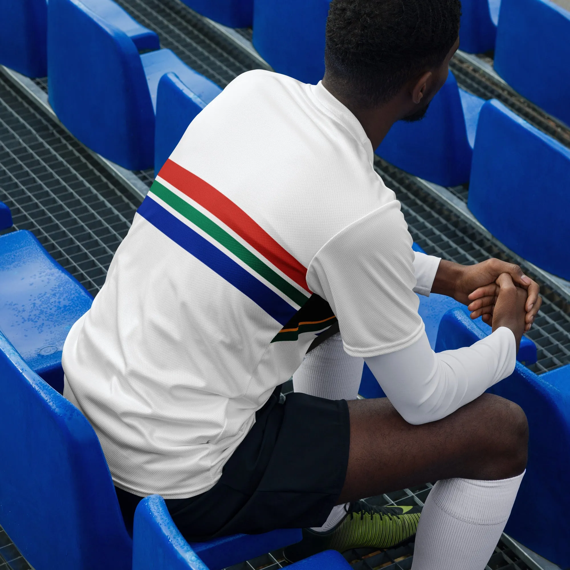 South African Flag Recycled UPF50  Men's sports jersey - White