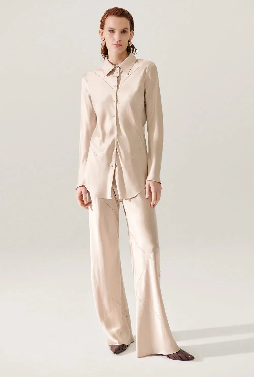 Splice Bias Cut Shirt - Hazelnut