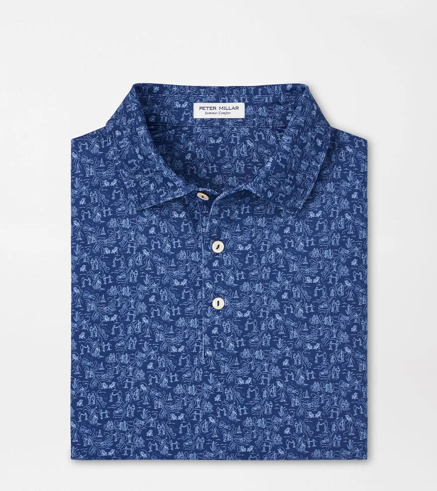Sport Navy Carolina Shag Print Polo