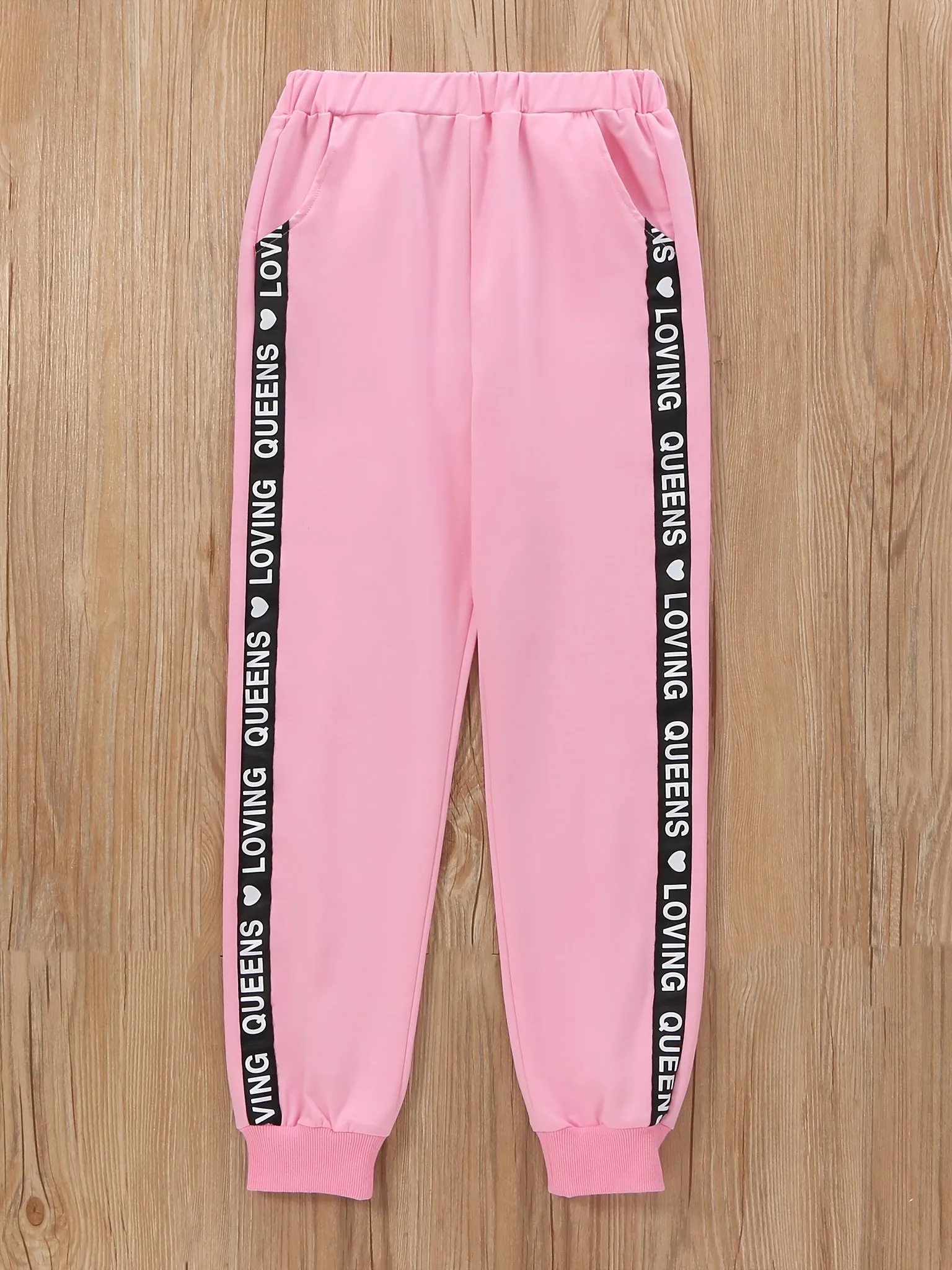 Sporty Girls Printed Hoodie  Sweatpants Set