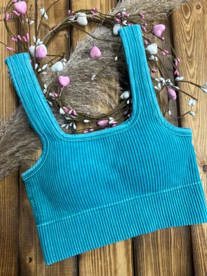 Square Neck Bralette - Color: TURQUOISE