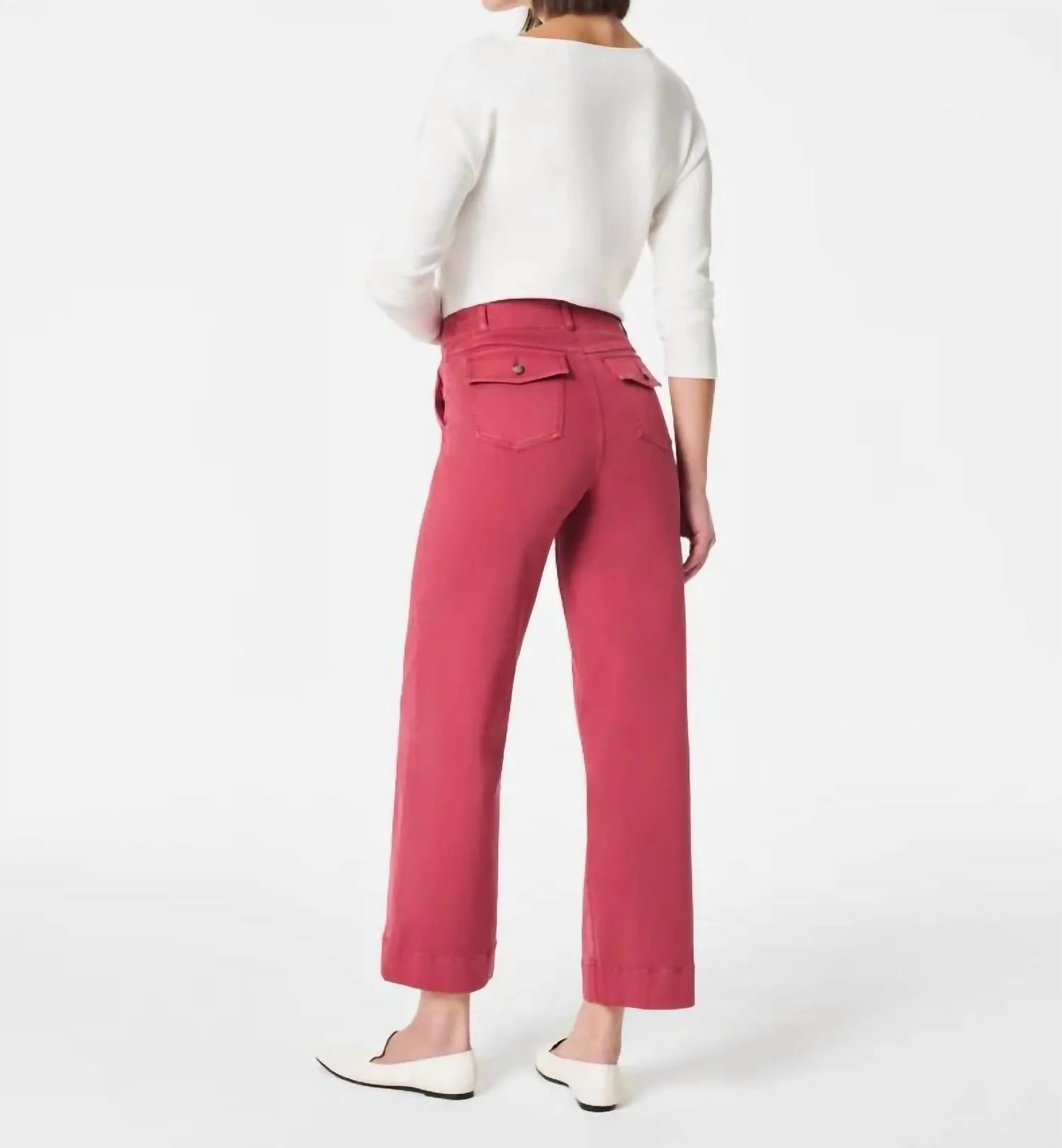Stretch Twill Cropped Wide Leg Pant