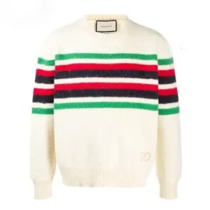 Stripe-Detail Branded Jumper For Men