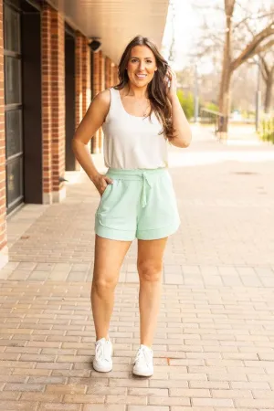 The Emelia Terry Cloth Shorts  - Mint