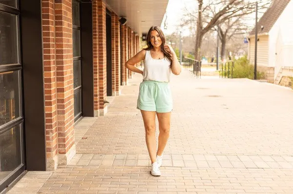 The Emelia Terry Cloth Shorts  - Mint