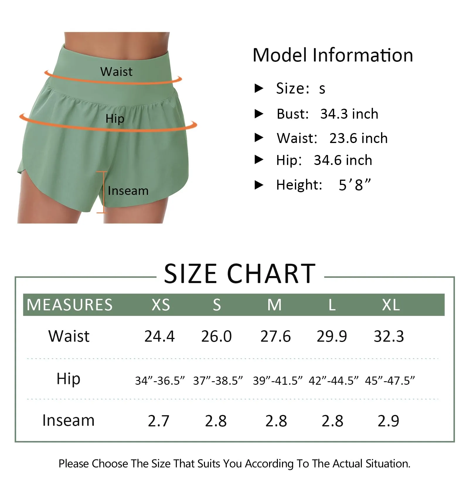 THE GYM PEOPLE Women's High Waisted Running Shorts Mesh Liner Side Split Workout Shorts Zipper Pocket Denim Blue