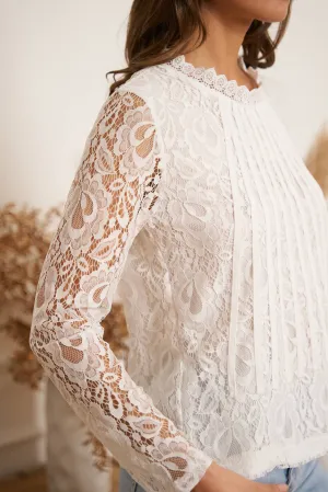 Tiffany Lace Blouse with Bands and Long Sleeves