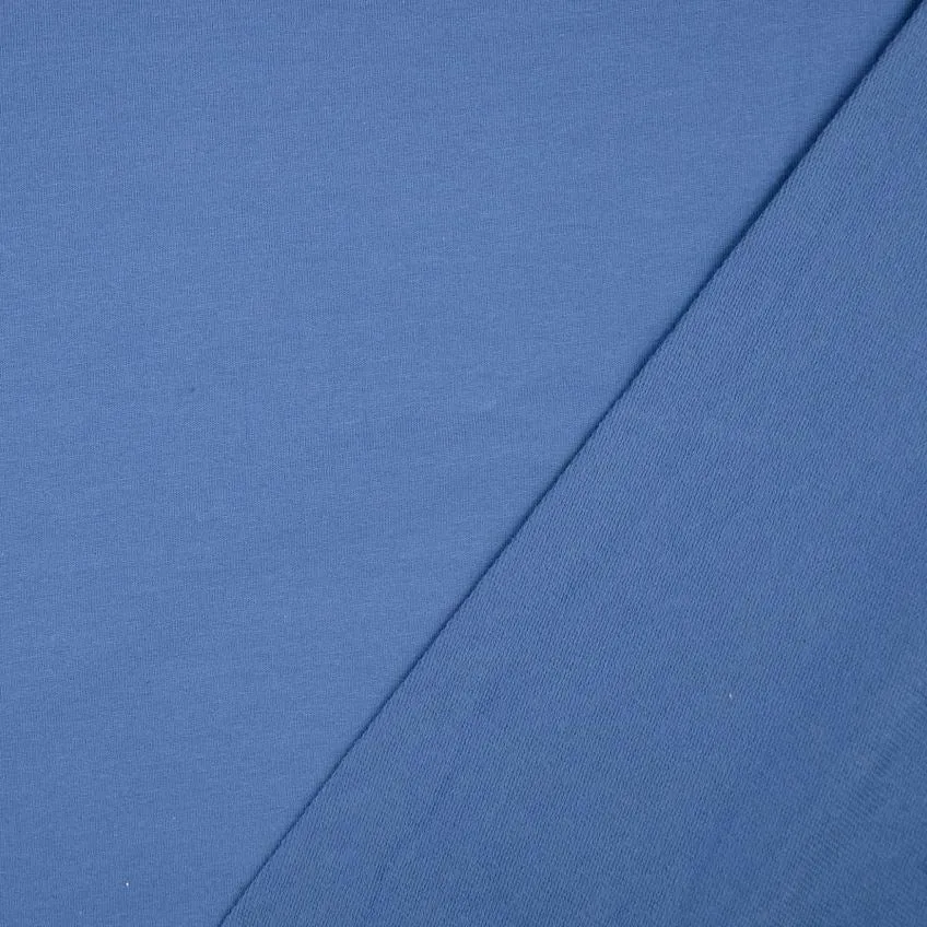 Tissu French Terry Uni - Bleu Jean (Vendu x10cm)