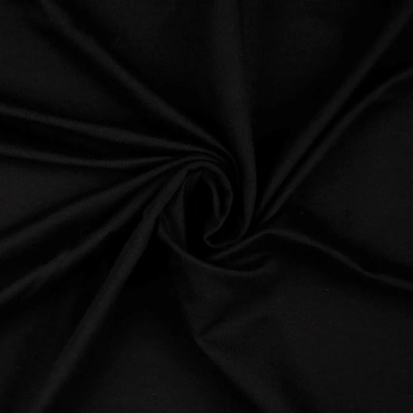 Tissu French Terry Uni - Noir (Vendu x10cm)