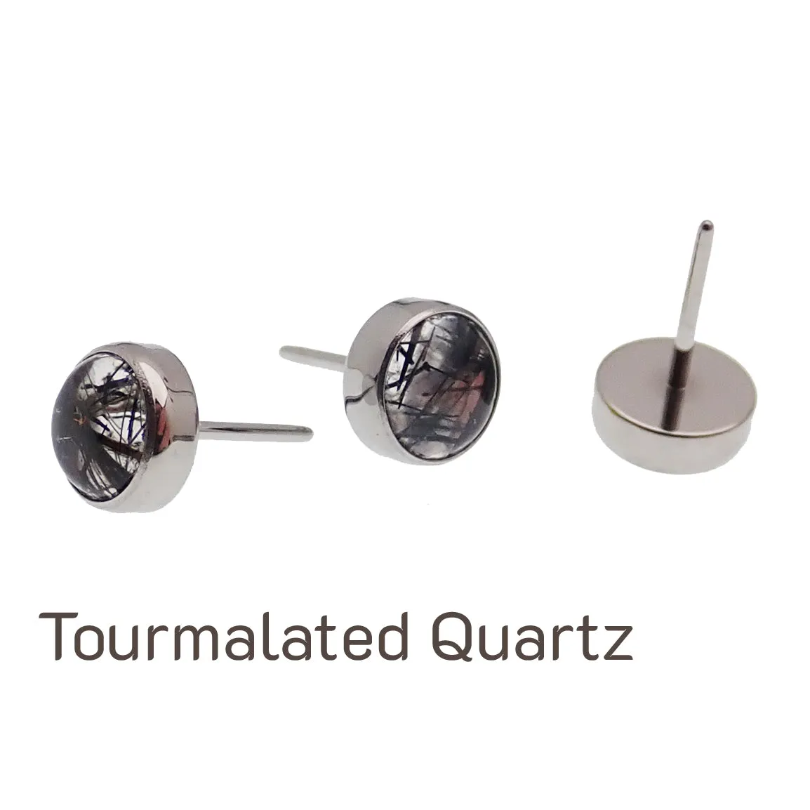 Tourmalated Quartz / Moss Agate Titanium Push Fit - TOP ONLY