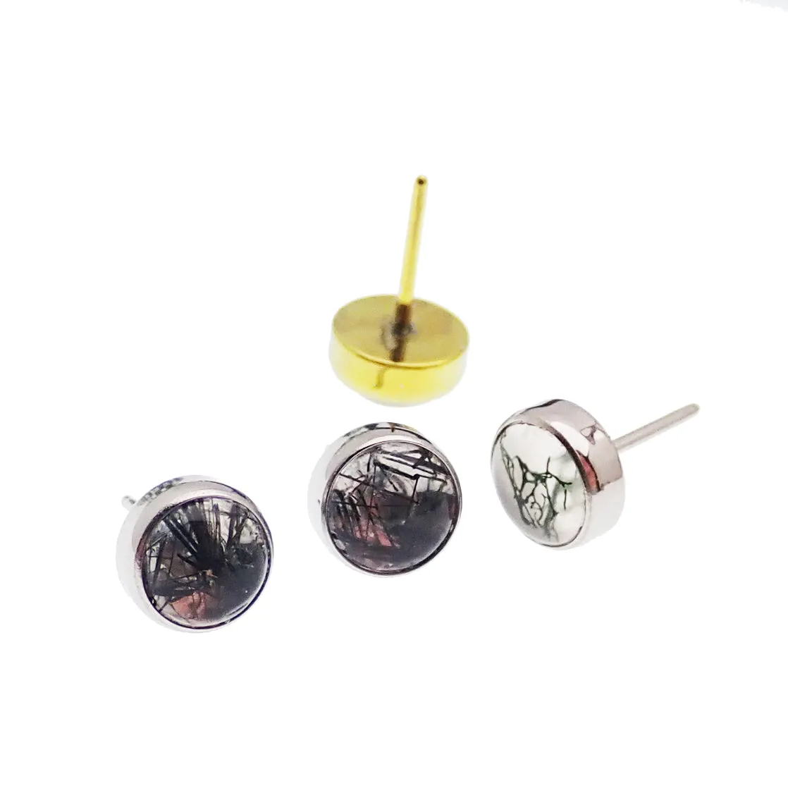 Tourmalated Quartz / Moss Agate Titanium Push Fit - TOP ONLY
