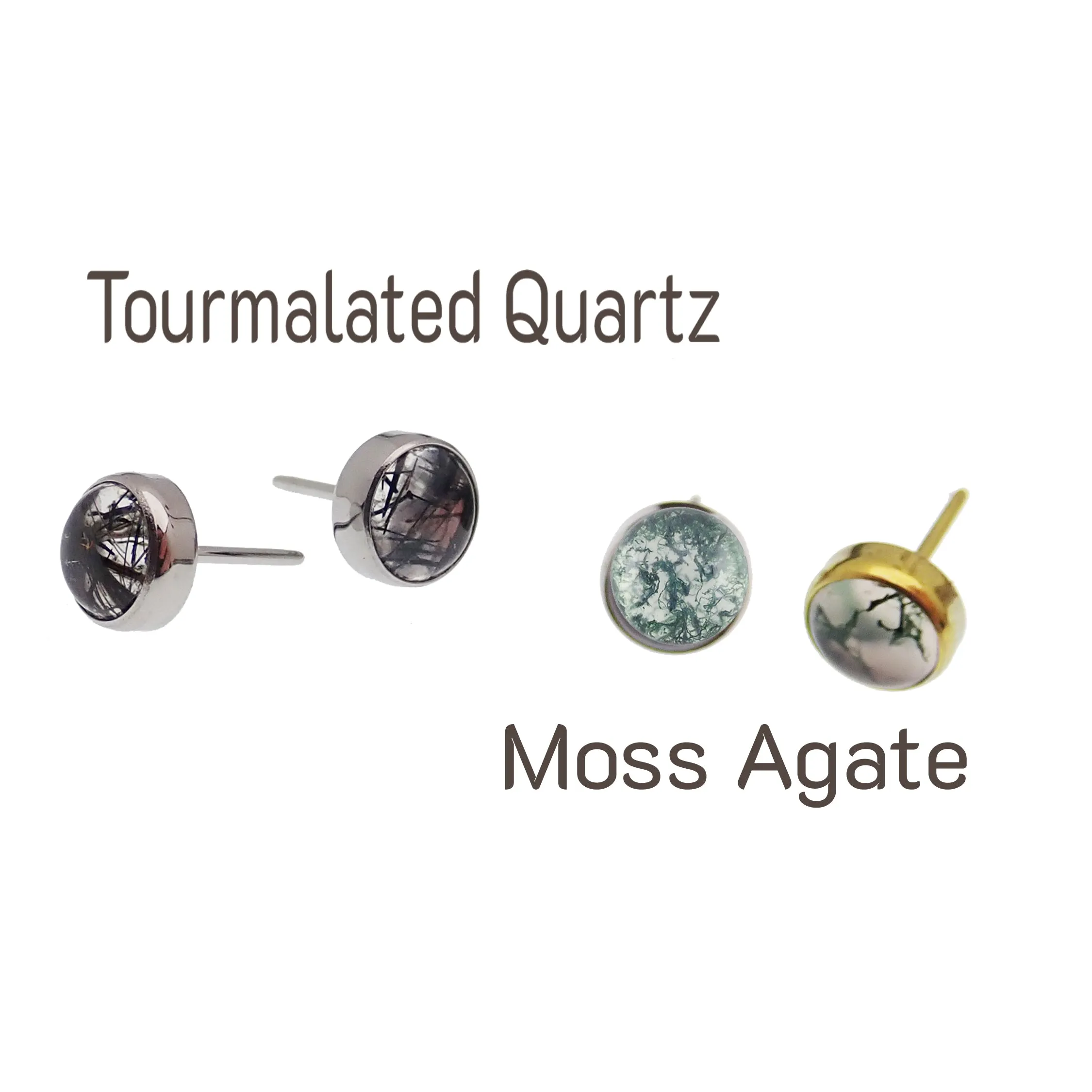 Tourmalated Quartz / Moss Agate Titanium Push Fit - TOP ONLY