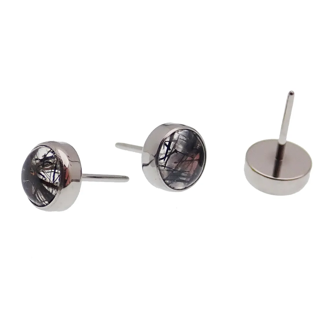 Tourmalated Quartz / Moss Agate Titanium Push Fit - TOP ONLY
