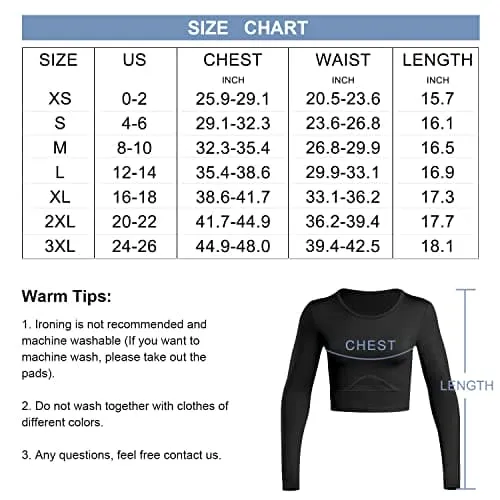 TrainingGirl Women Cutout Workout Crop Tops Long Sleeves Open Back Yoga Shirts Slim Fit Gym Athletic Shirts with Built in Bra (Black, Large)