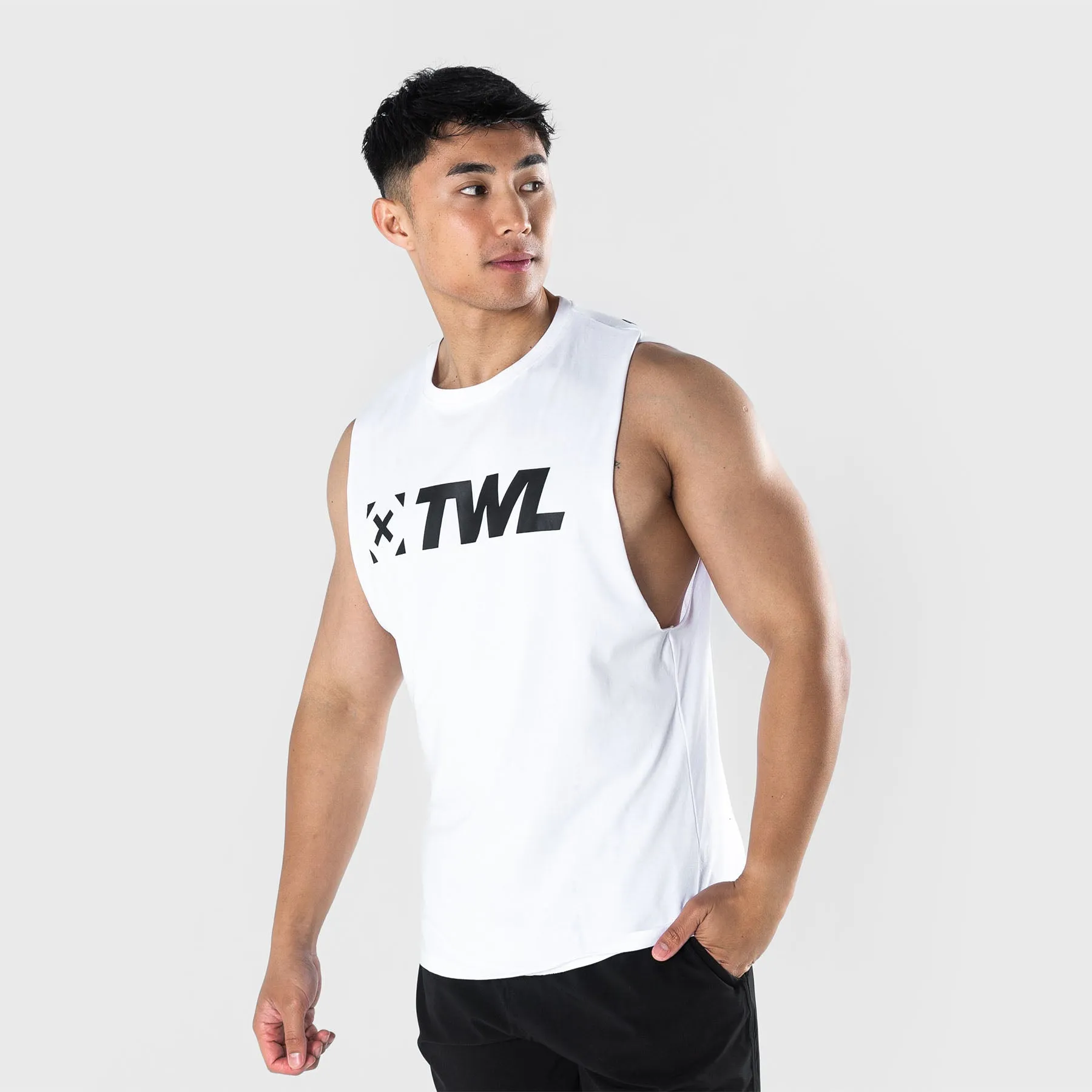 TWL - MEN'S EVERYDAY MUSCLE TANK - WHITE/BLACK