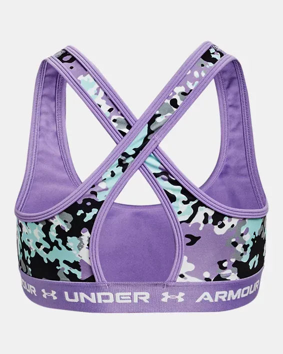 Under Armour Girls' UA Crossback Printed Sports Bra